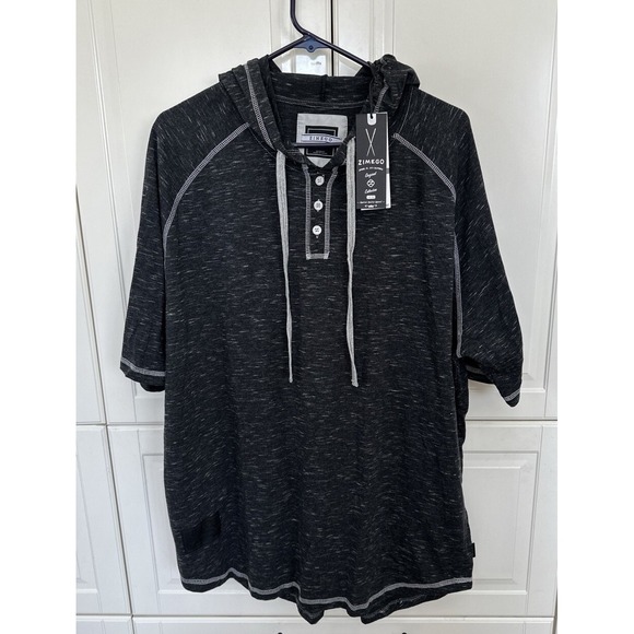Other - Zimego Men's Color Block Short Sleeve Raglan Henley Hoodie Round Bottom T-Shirts